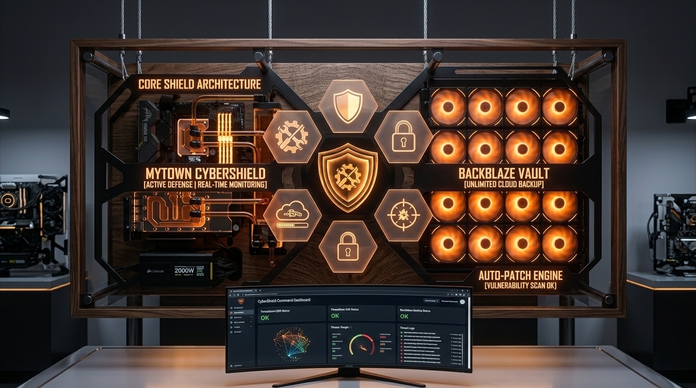 Visualization of CyberShield system monitoring, scam prevention and proactive defense.